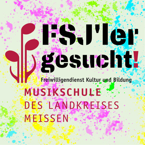 Bild mit Logo der Musikschule und der Aufforderung "FSJler gesucht".